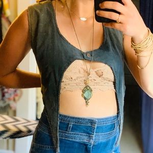 Corduroy dyed lace up pixie hippie vest OSFM NWT